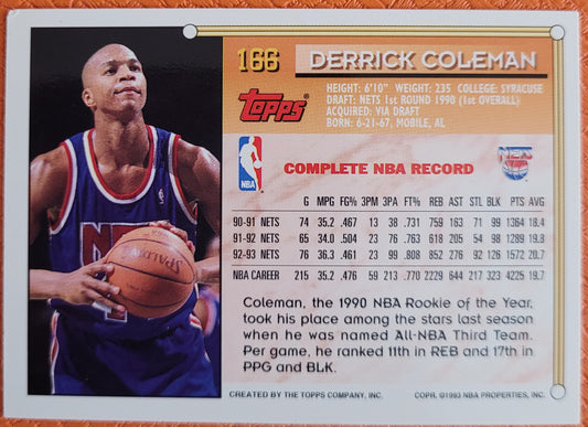 1993-94 Topps #166 Derrick Coleman Gold