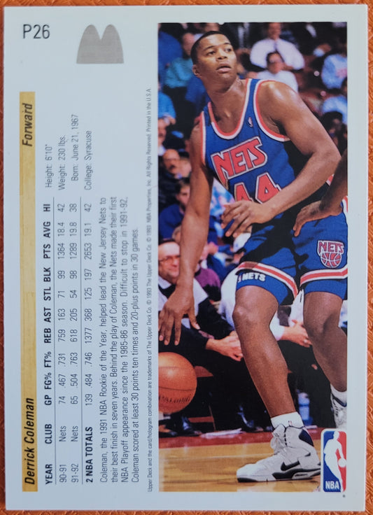 1992-93 Upper Deck #P26 Derrick Coleman