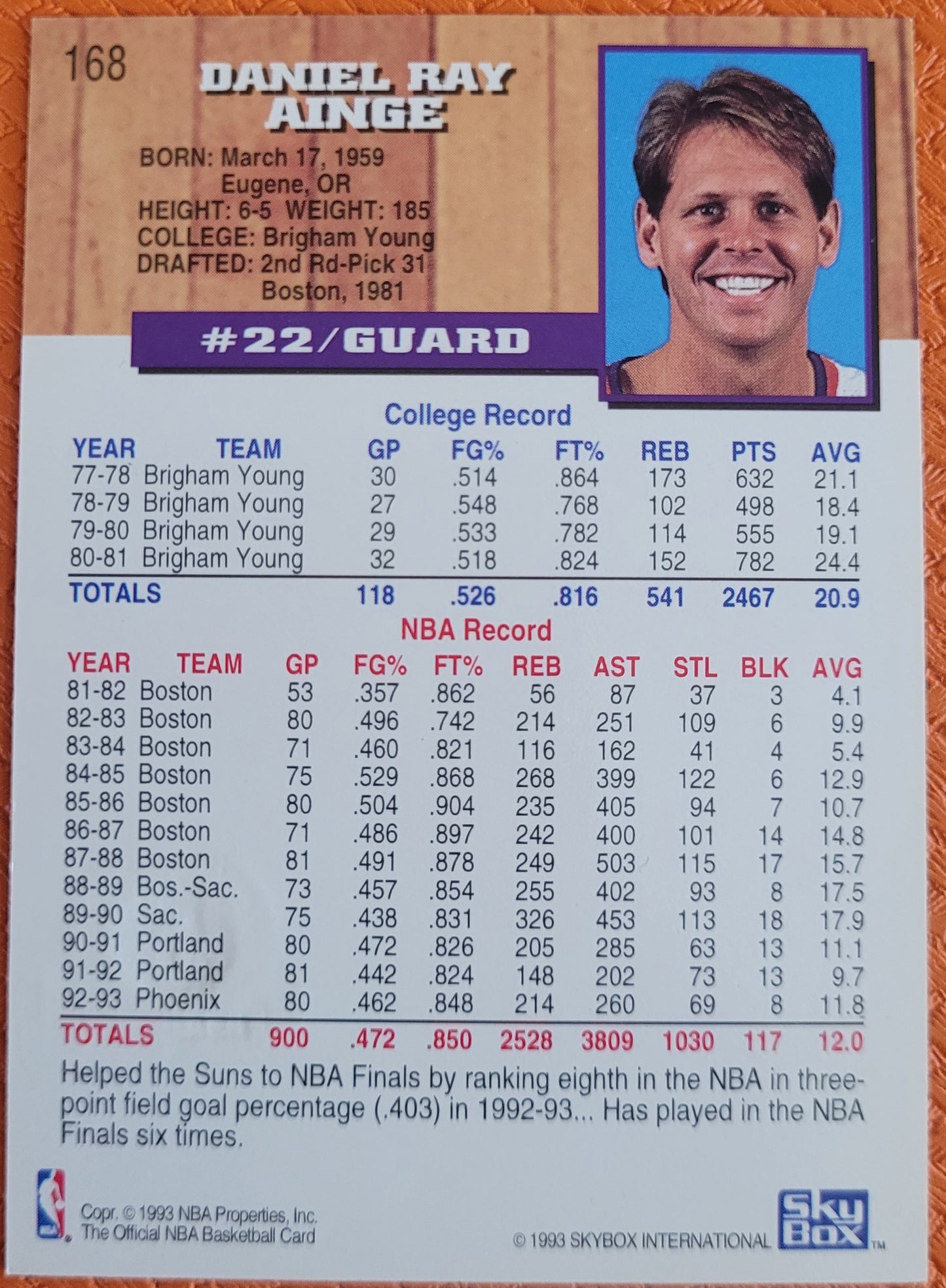 1993-94 Hoops #168 Danny Ainge