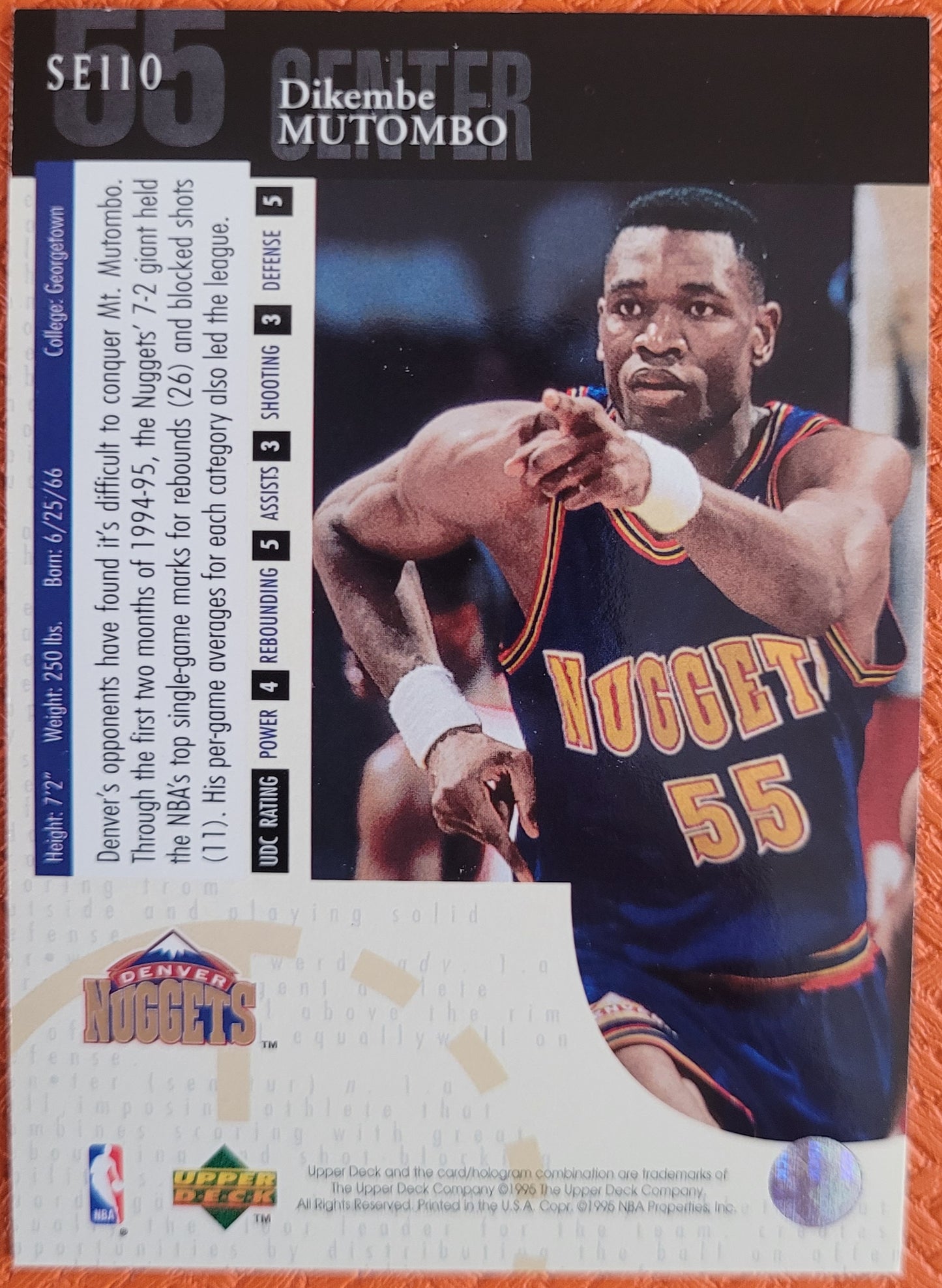 1994-95 Upper Deck #SE110 Dikembe Mutombo Special Edition