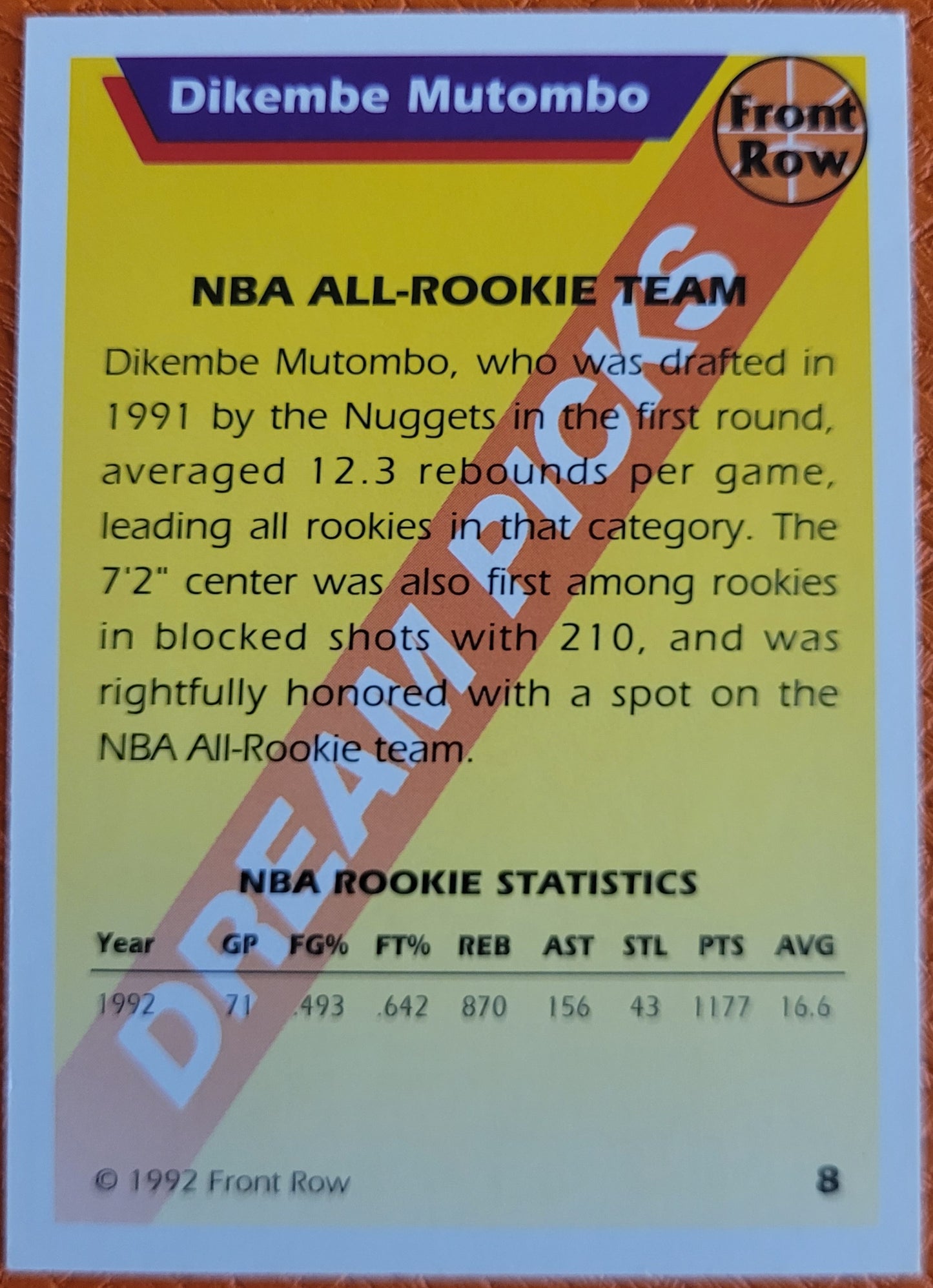 1992 Front Row Dream Picks #8 Dikembe Mutombo