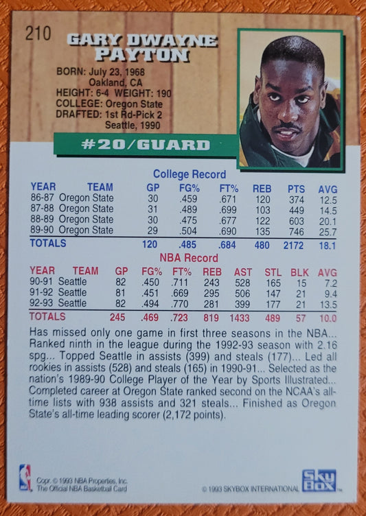 1993-94 Hoops #210 Gary Payton