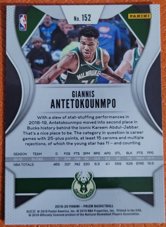 2019-20 Panini Prizm #152 Giannis Antetokounmpo Prizms Silver