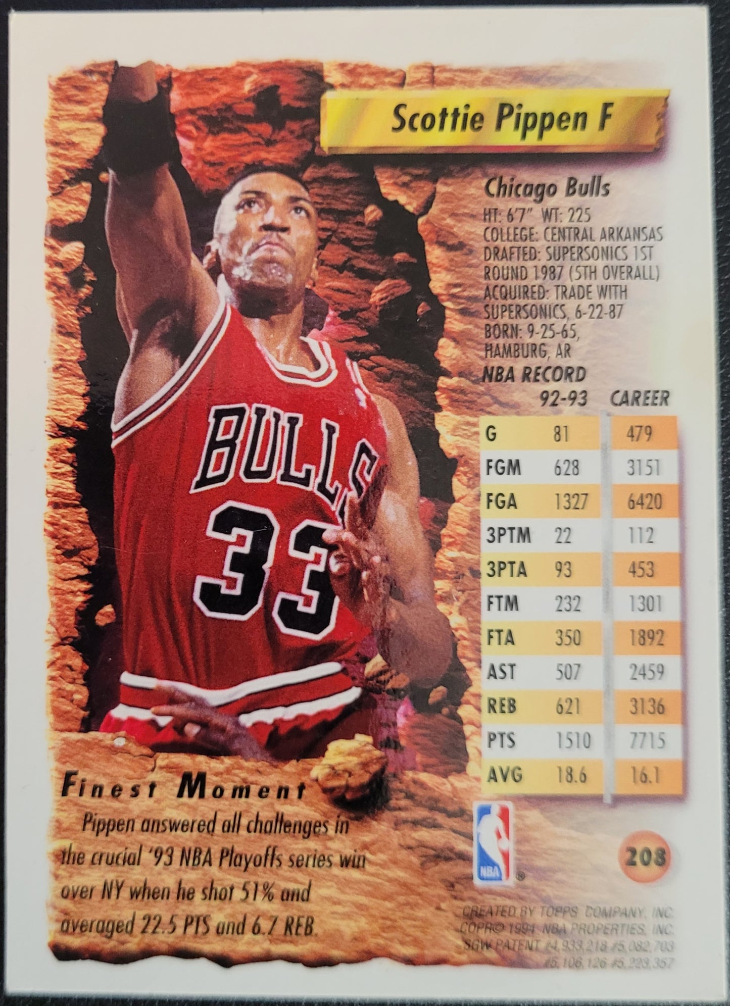 1993-94 Finest #208 Scottie Pippen Refractors