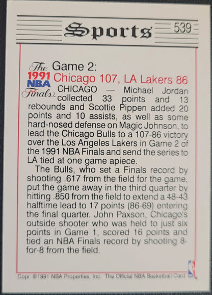 1991-92 Hoops #539 Bulls Rout Lakers To Even Series 1-1
