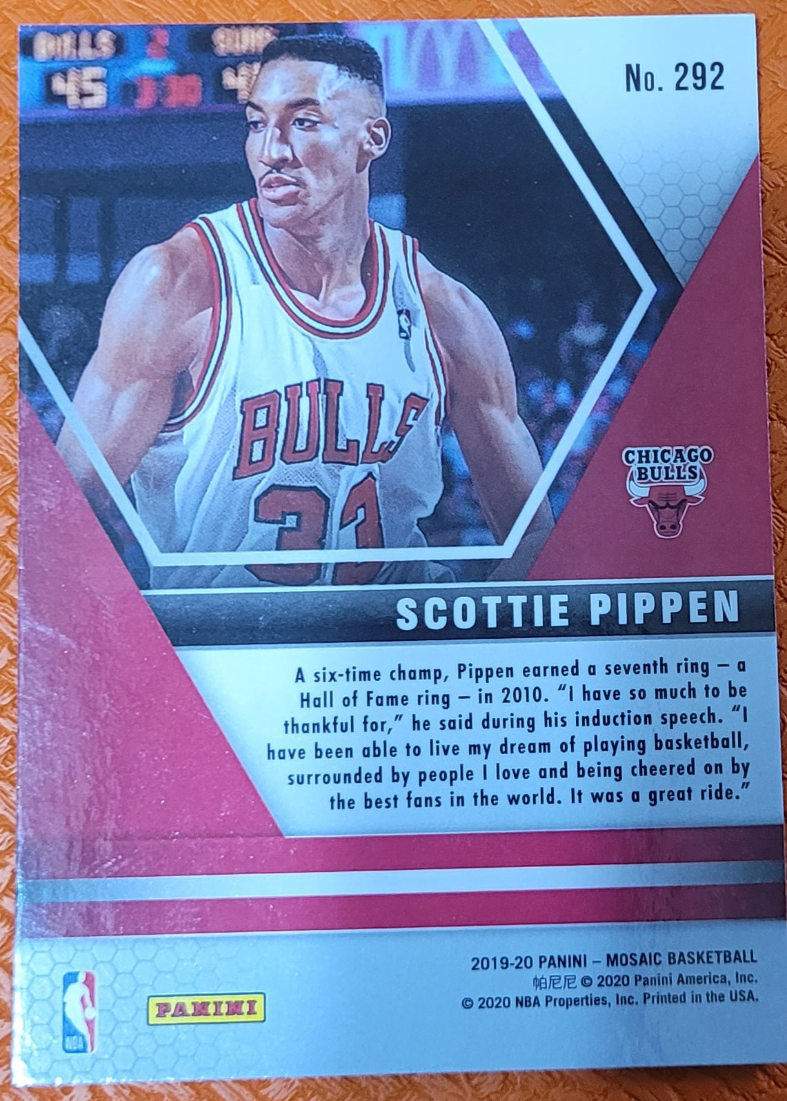 2019-20 Panini Mosaic #292 Scottie Pippen Silver Prizm