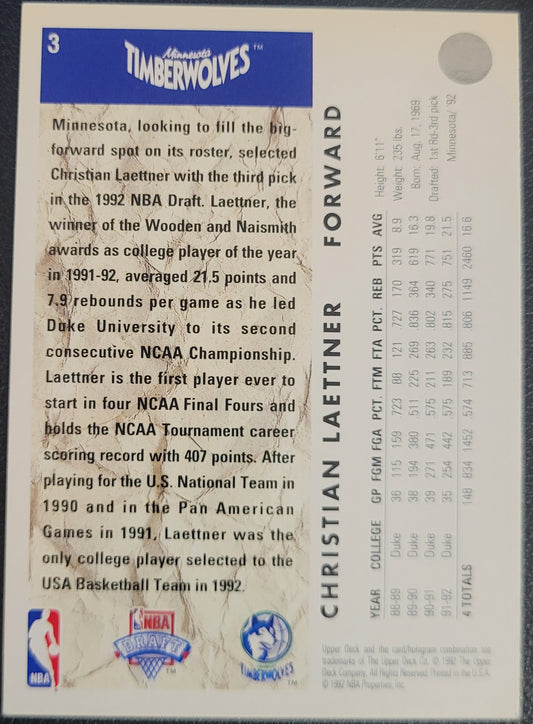 1992-93 Upper Deck #3 Christian Laettner