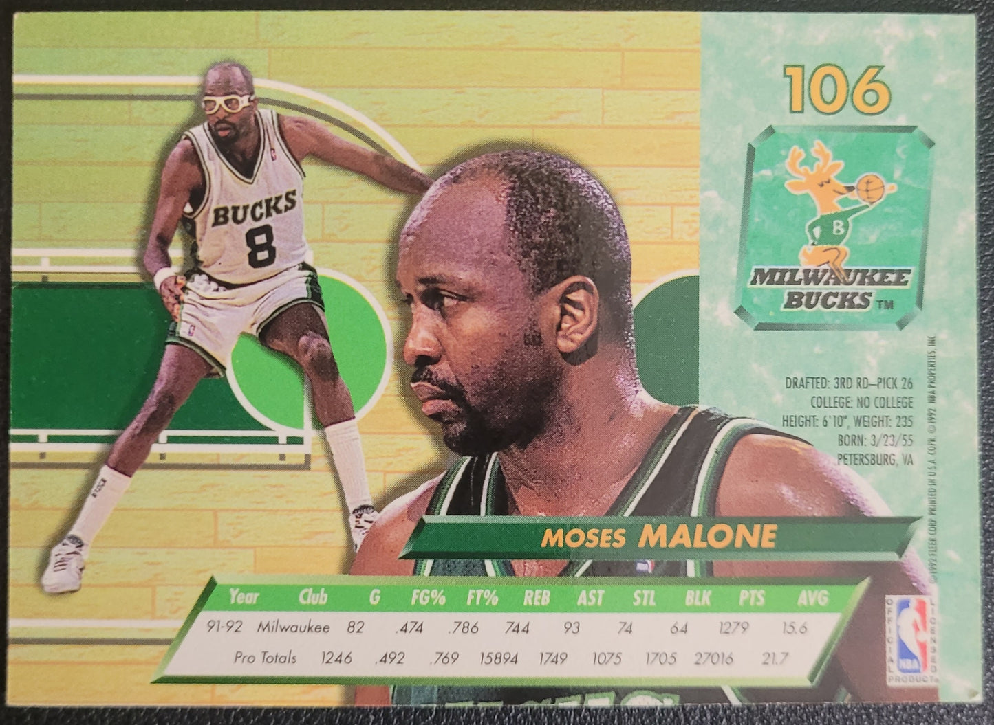 1992-93 Ultra #106 Moses Malone