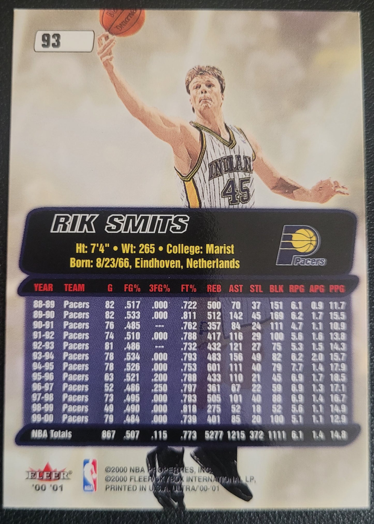 2000-01 Ultra #93 Rik Smits