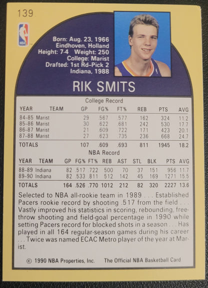 1990-91 Hoops #139 Rik Smits