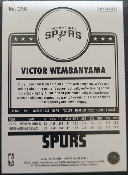 2023-24 Hoops Winter #298 Victor Wembanyama Rookie Card