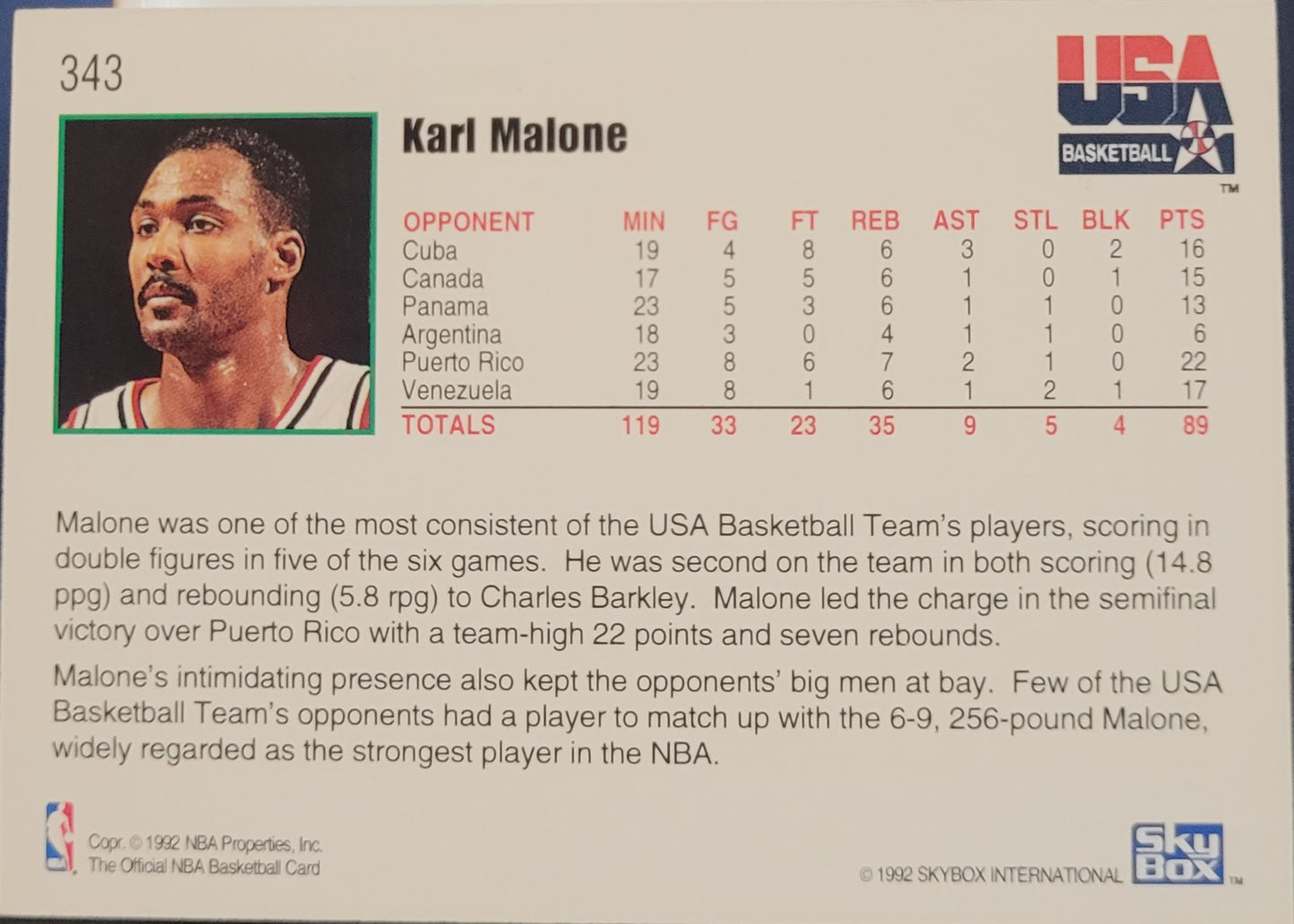 1992-93 Hoops #343 Karl Malone
