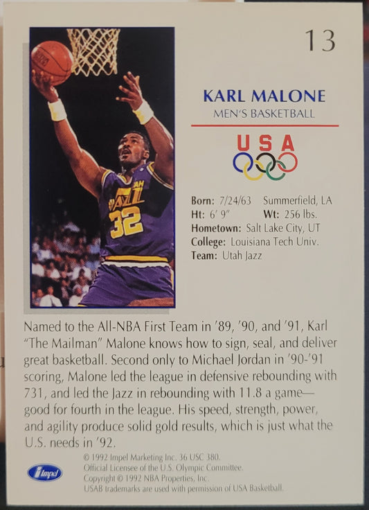 1992 Impel Olympicards: 1992 U.S. Olympic Hopefuls #13 Karl Malone