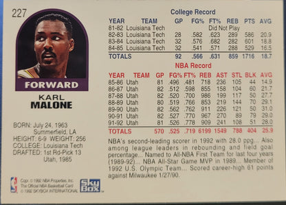 1992-93 Hoops #227 Karl Malone