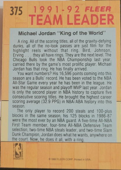 1991-92 Fleer #375 Michael Jordan 3D Acrylic
