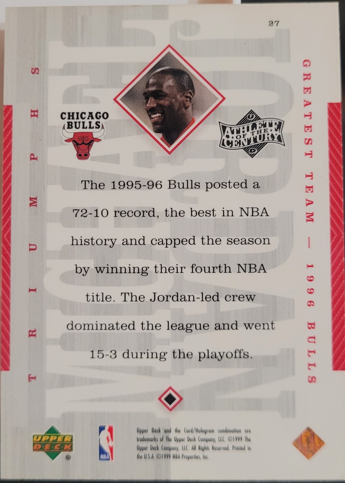 1999 Upper Deck Michael Jordan Athlete of the Century #27 Michael Jordan