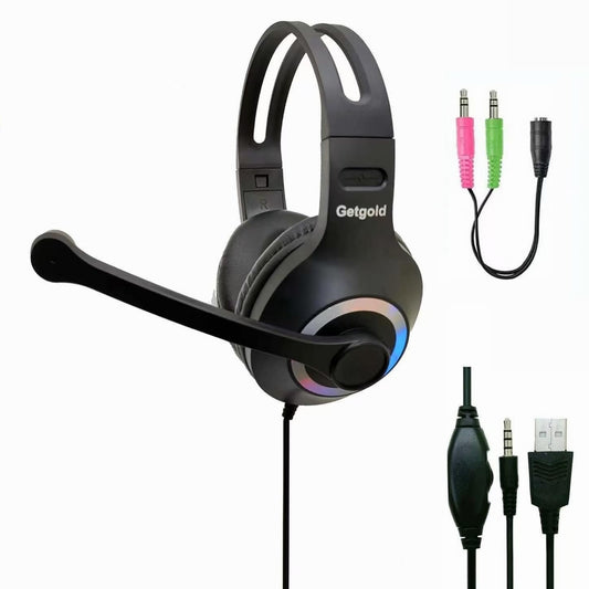 Getgold Wired Headphones, Microphone, On-Ear, USB & 3.5mm Cord - Multi-Use, New!