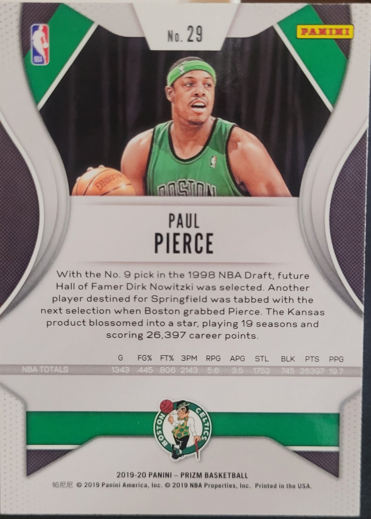 2019-20 Panini Prizm #29 Paul Pierce
