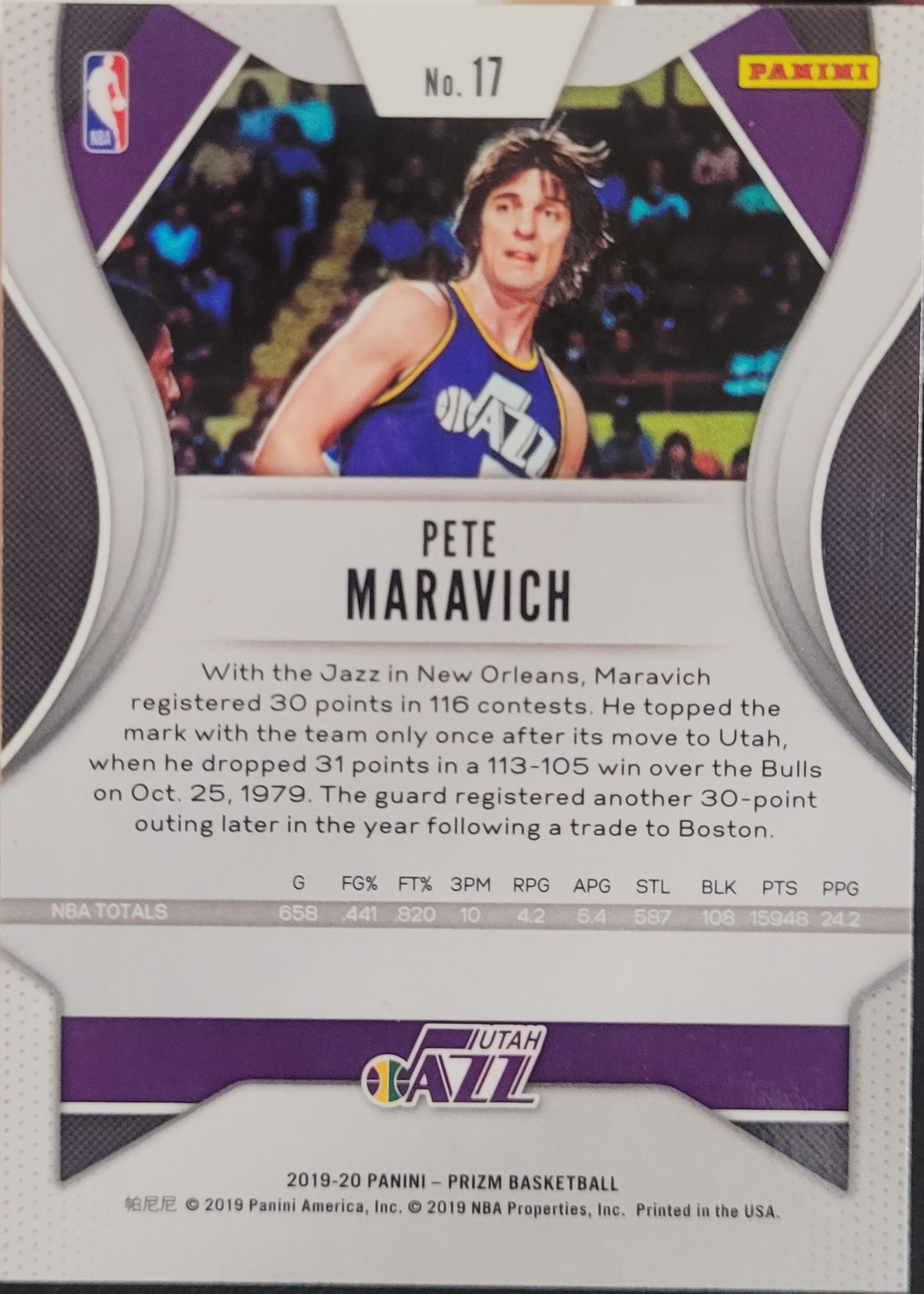 2019-20 Panini Prizm Silver #17 Pete Maravich
