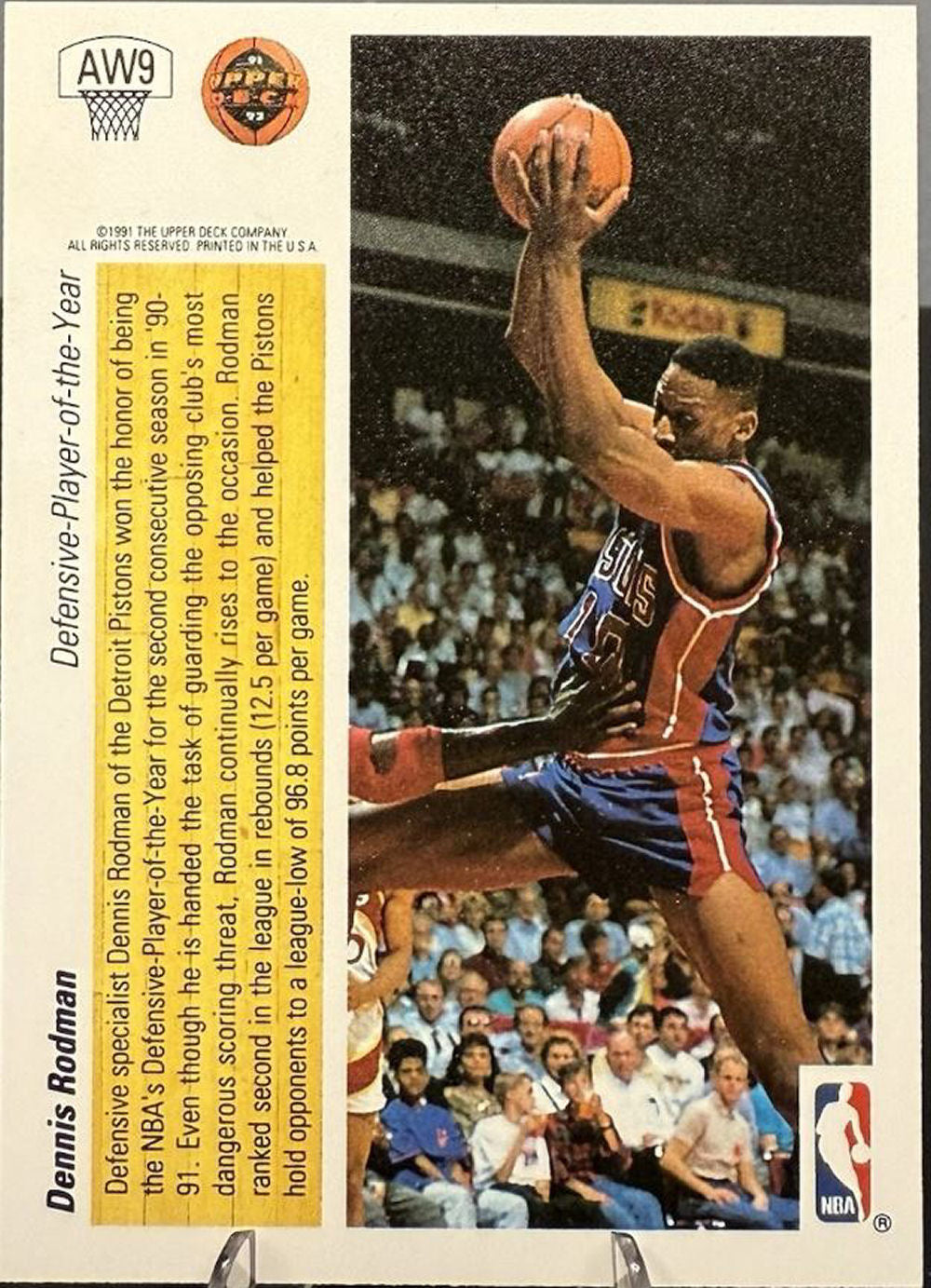 1991-92 Upper Deck #AW9 Dennis Rodman Award Winner Holograms