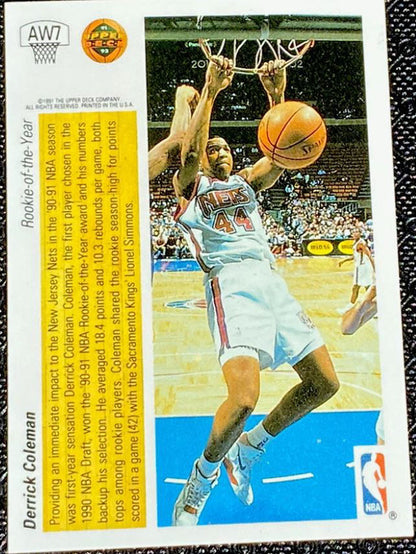 1991-92 Upper Deck #AW7 Derrick Coleman Award Winner Holograms