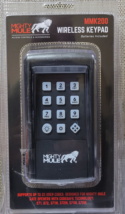 Mighty Mule Wireless Digital Keypad for Gate Openers - MMK200, Backlit, New!