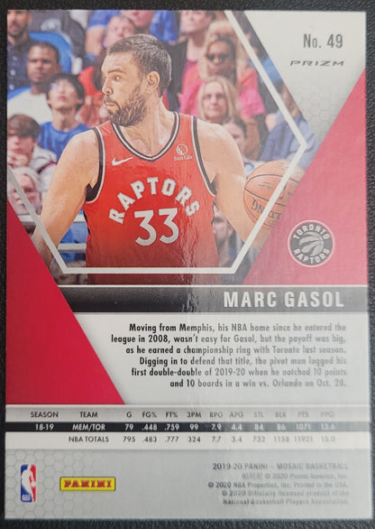 2019-20 Panini Mosaic #49 Marc Gasol Red Prizm