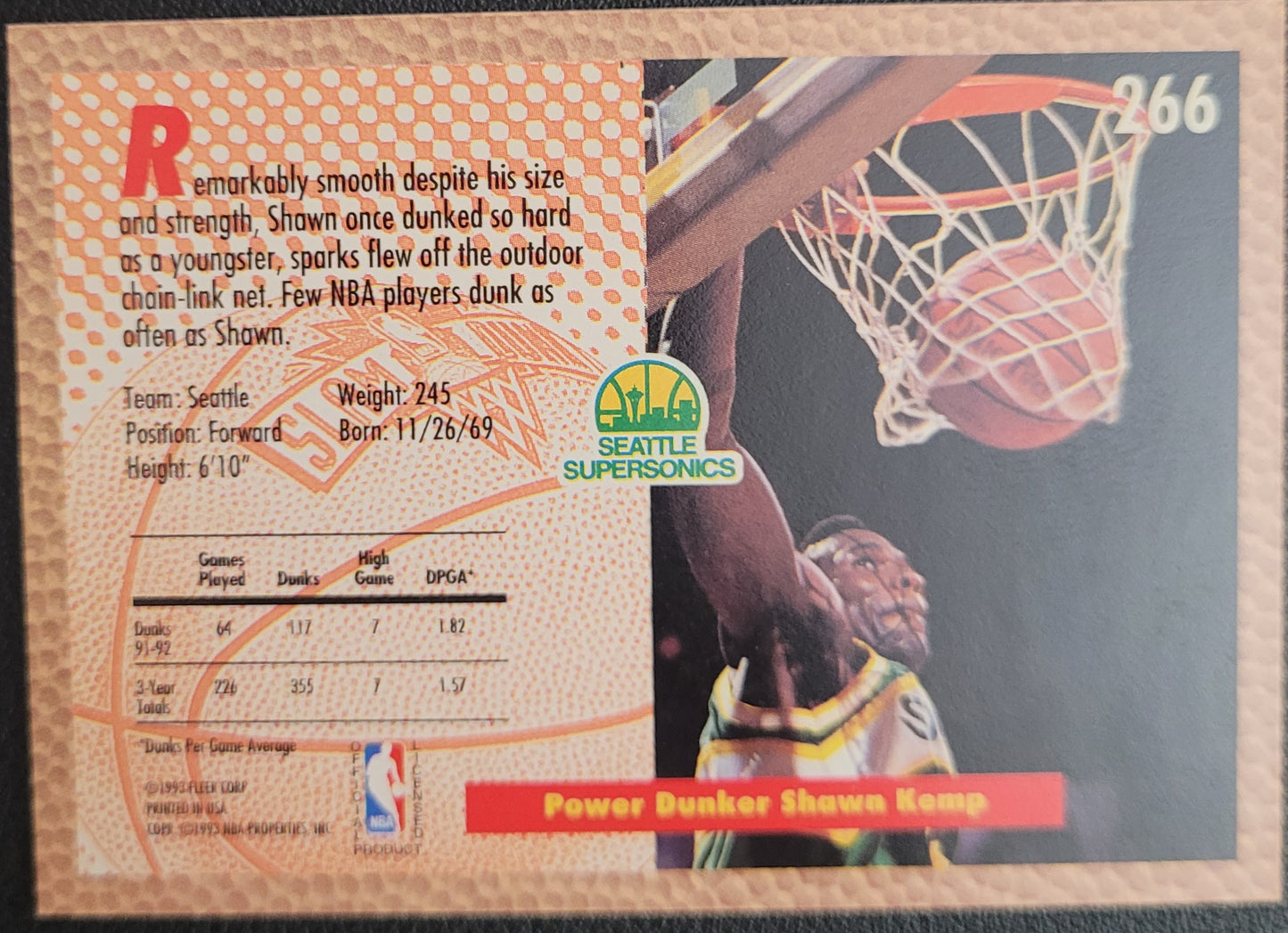 1992-93 Fleer #266 Shawn Kemp