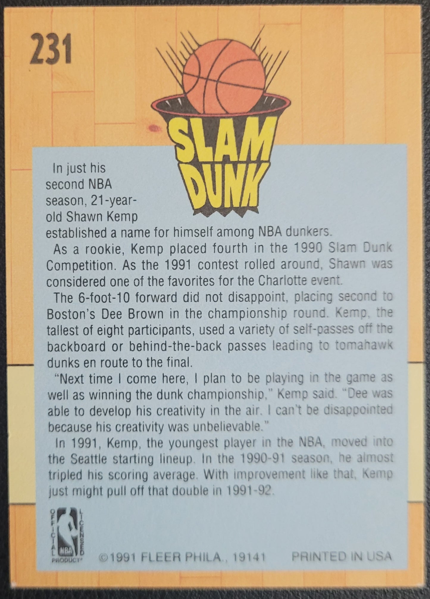 1991-92 Fleer #231 Shawn Kemp