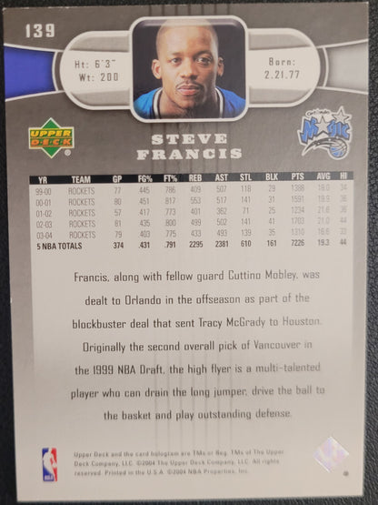 2004-05 Upper Deck #139 Steve Francis