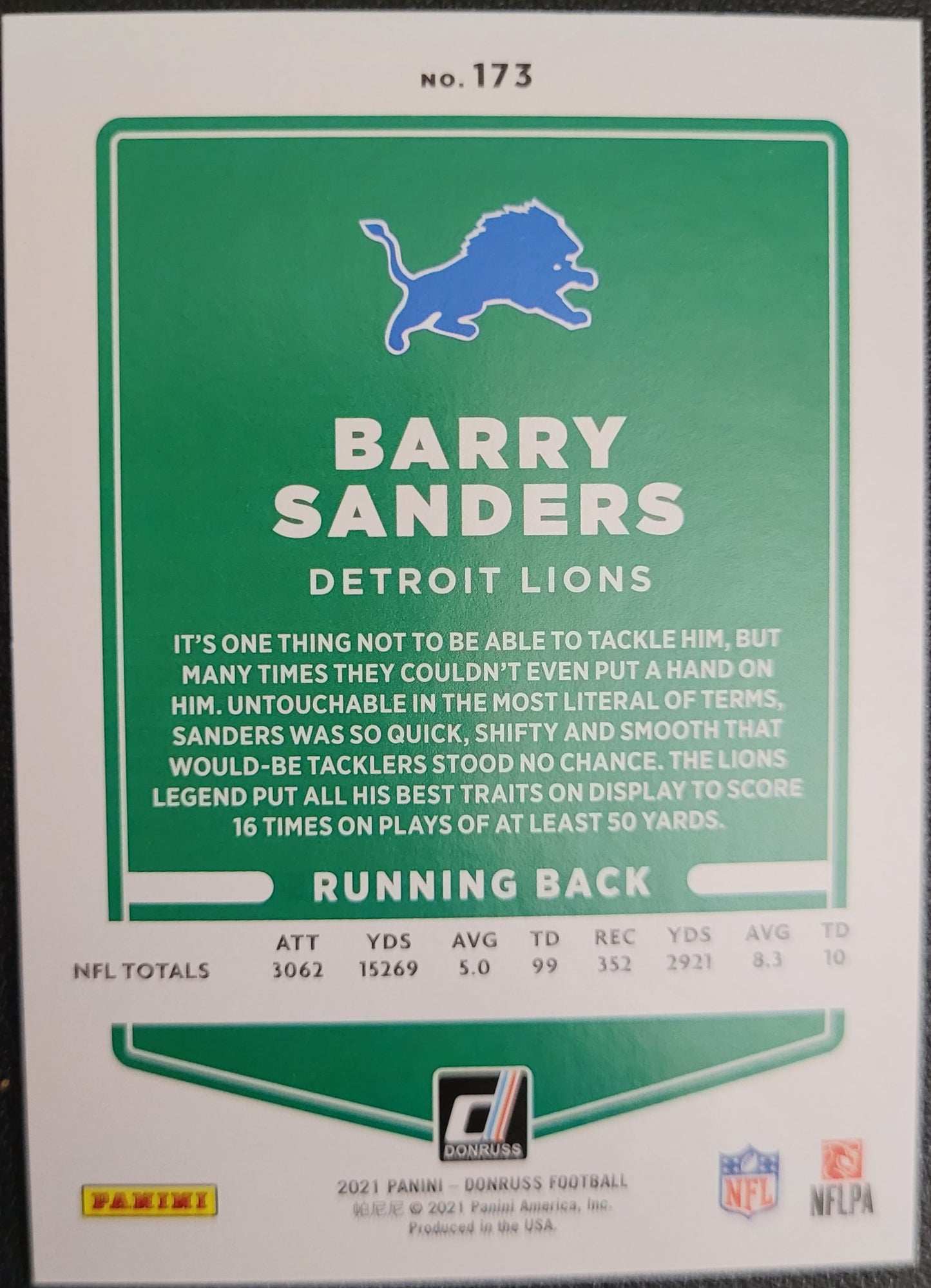 2021 Donruss #173 Barry Sanders  No Helmet