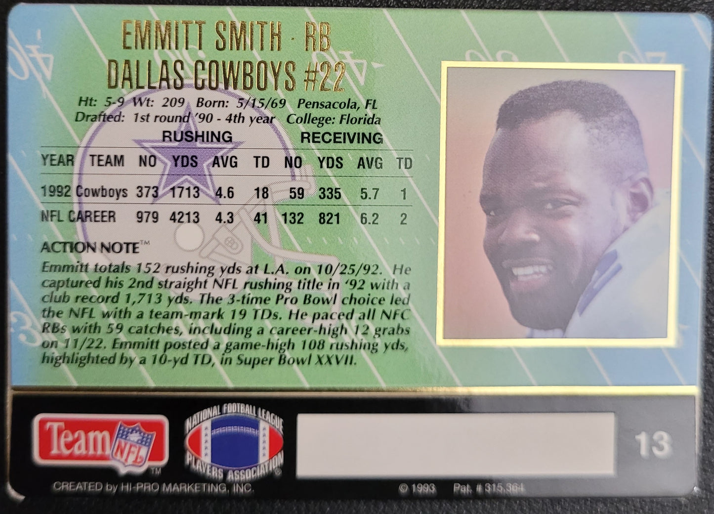 1993 Action Packed #13 Emmitt Smith