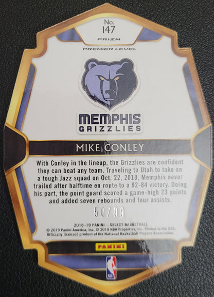 2018-19 Panini Select #147 Mike Conley Purple Prizms Die Cut #50/99