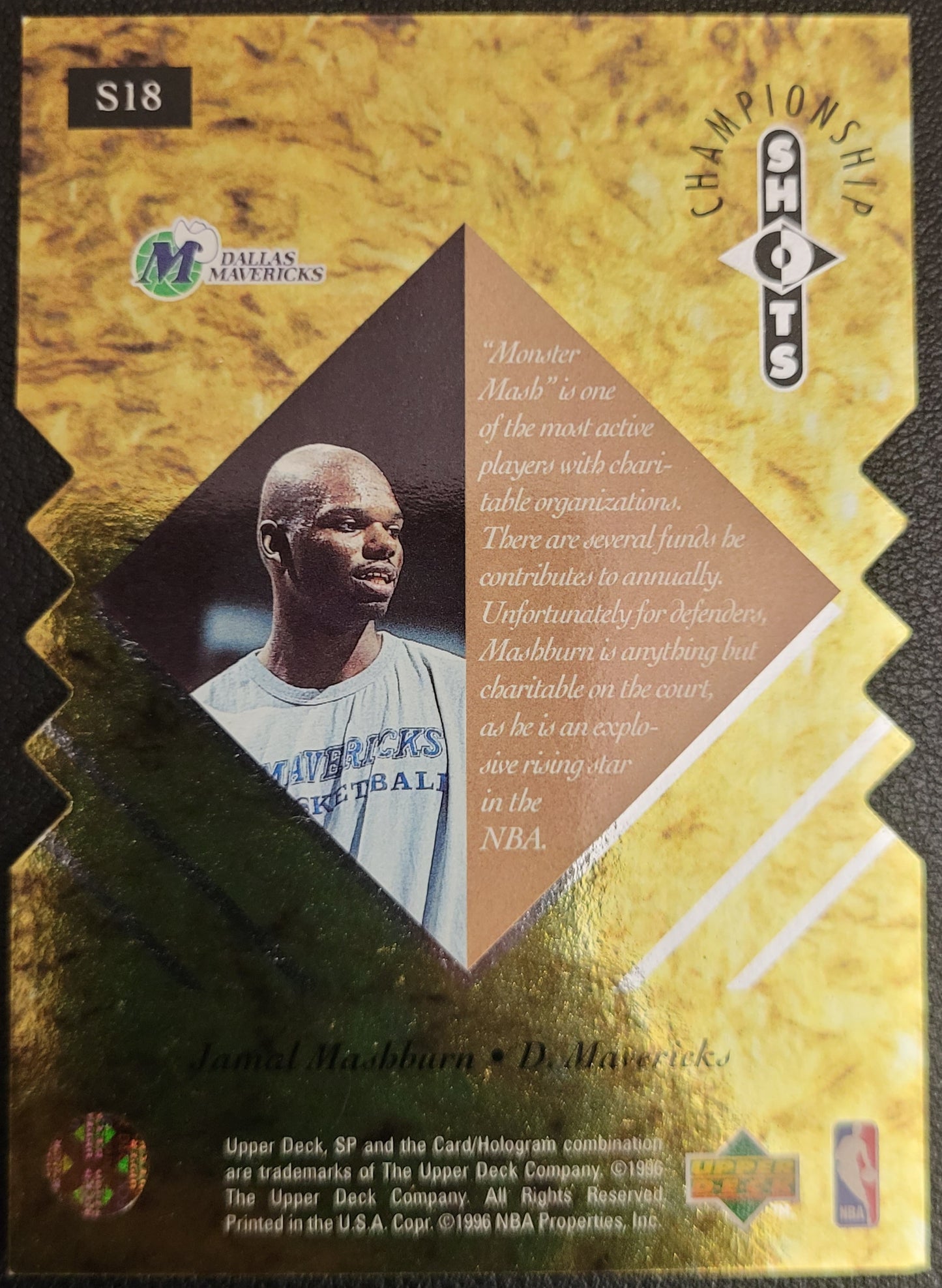 1995-96 SP Championship #S18 Jamal Mashburn Championship Shots Gold Die Cut