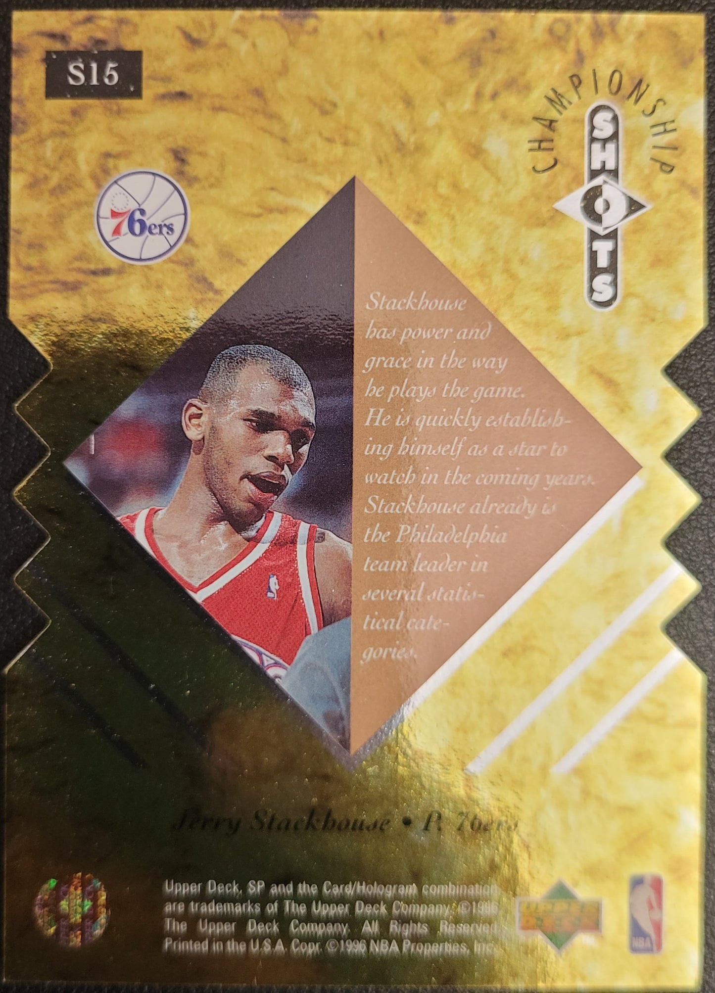 1995-96 SP Championship #S15 Jerry Stackhouse Championship Shots Gold Die Cut