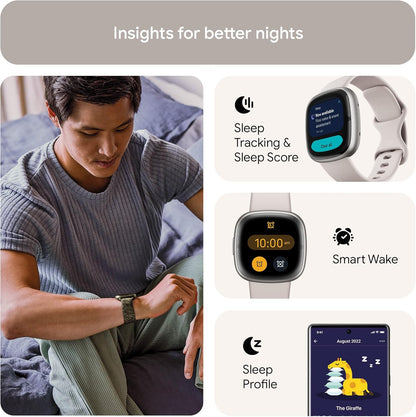 Fitbit Sense 2 Smartwatch - Lunar White Infinity Band, Heart Rate Monitor, Unisex