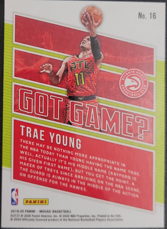 2019-20 Panini Mosaic Silver & Red #16 Trae Young Got Game?