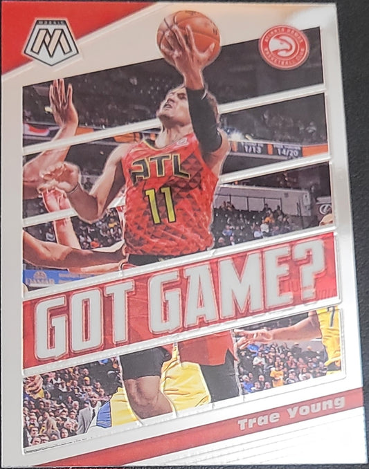 2019-20 Panini Mosaic Silver & Red #16 Trae Young Got Game?