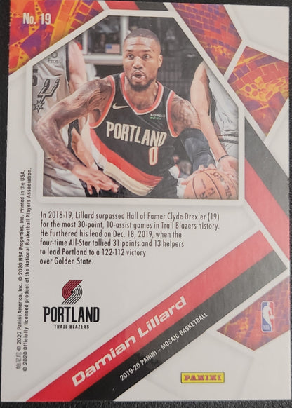 2019-20 Panini Mosaic #19 Damian Lillard Will to Win Mosaic