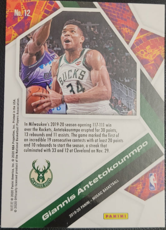 2019-20 Panini Mosaic #12 Giannis Antetokounmpo Will to Win