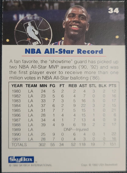1992 SkyBox USA #34 Earvin "Magic" Johnson