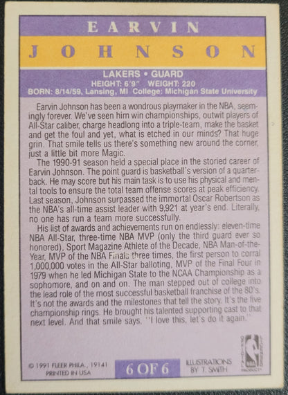 1991-92 Fleer #6 Earvin Johnson Pro-Visions