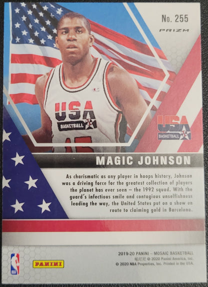 2019-20 Panini Mosaic #255 Magic Johnson Camo Pink