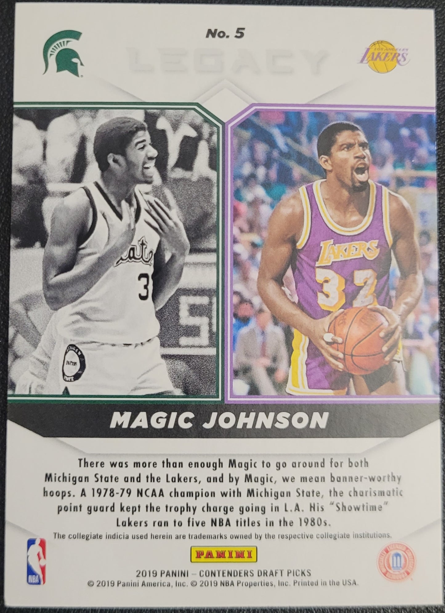 2019 Panini Contenders Draft Picks #5 Magic Johnson Legacy