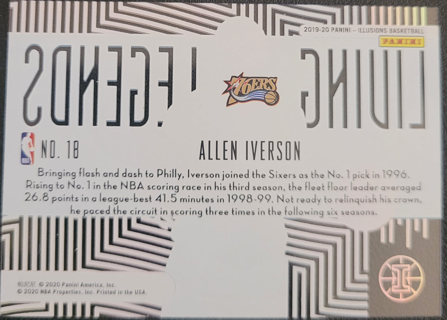 2019-20 Panini Illusions #18 Allen Iverson Living Legends Emerald