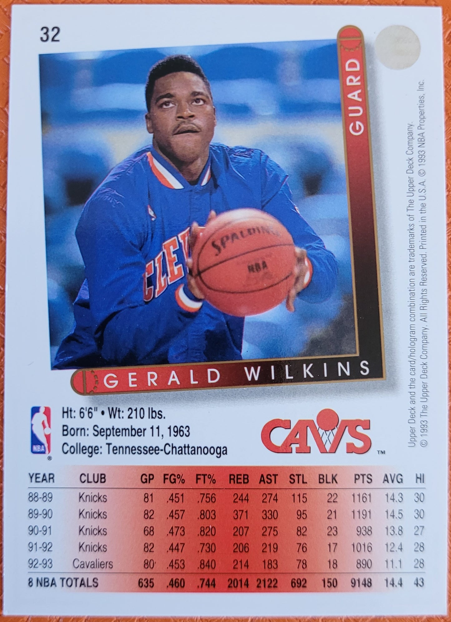 1993-94 Upper Deck #32 Gerald Wilkins
