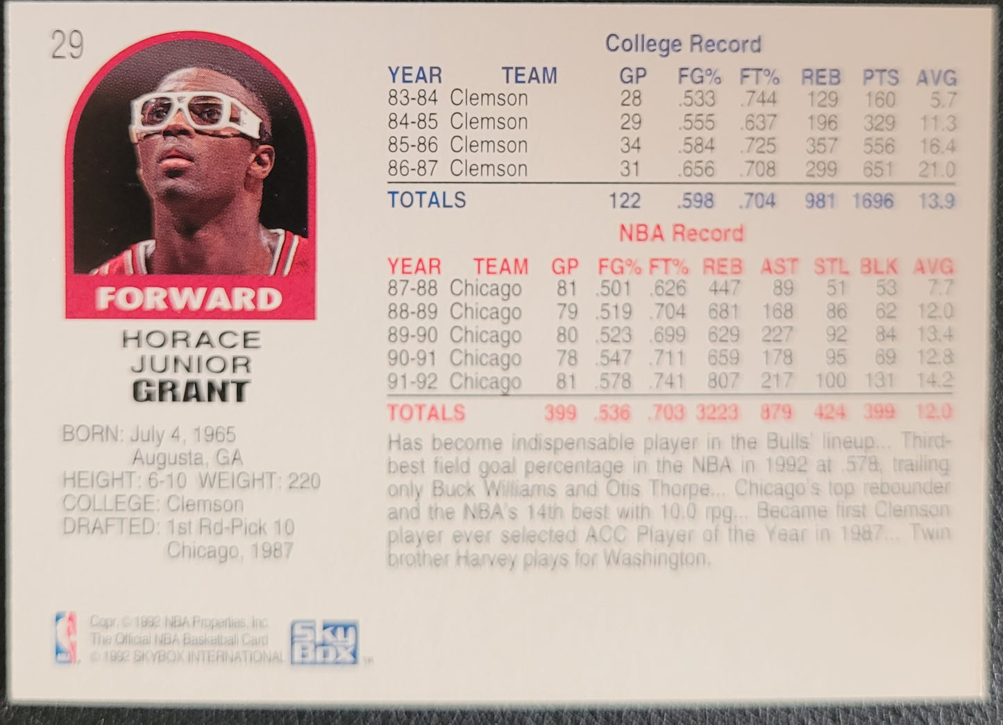 1992-93 Hoops #29 Horace Grant