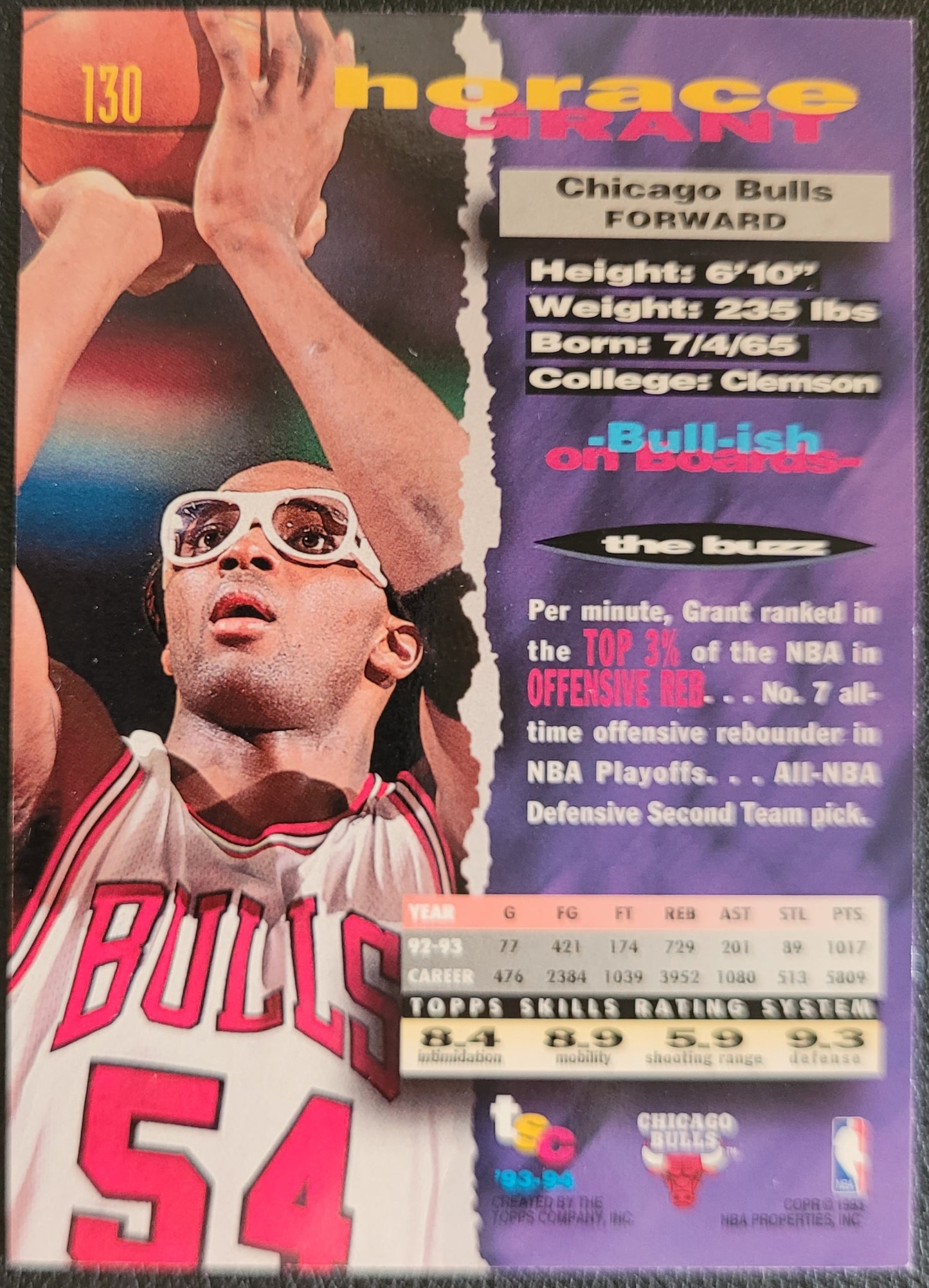 1993-94 Stadium Club #130 Horace Grant 1994 NBA Finals Super Teams Exchange