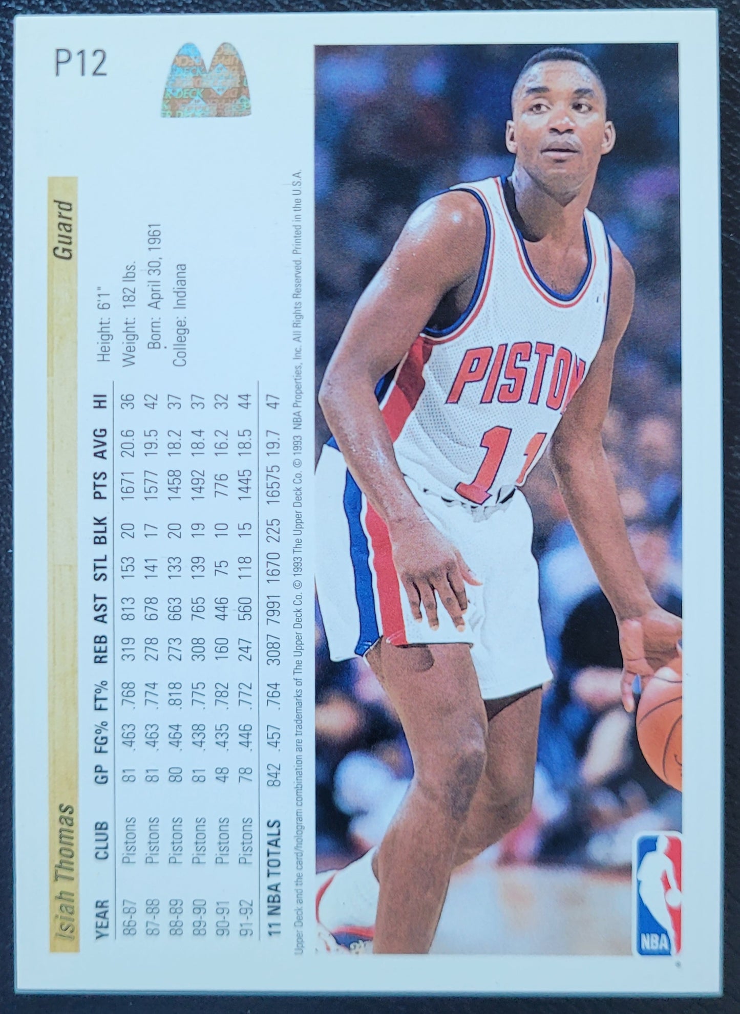1992-93 Upper Deck McDonald's #P12 Isiah Thomas