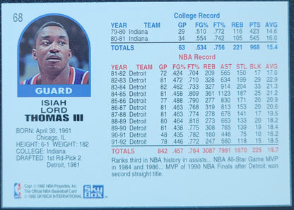 1992-93 Hoops #68 Isiah Thomas